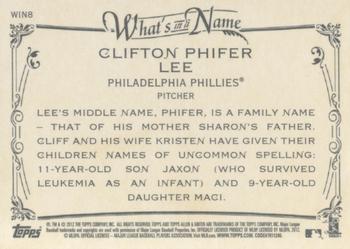 2012 Topps Allen & Ginter - What's in a Name? #WIN8 Cliff Lee Back