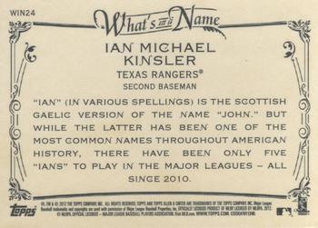 2012 Topps Allen & Ginter - What's in a Name? #WIN24 Ian Kinsler Back
