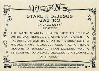 2012 Topps Allen & Ginter - What's in a Name? #WIN27 Starlin Castro Back