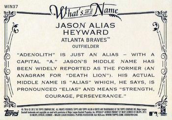 2012 Topps Allen & Ginter - What's in a Name? #WIN37 Jason Heyward Back