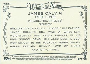 2012 Topps Allen & Ginter - What's in a Name? #WIN44 Jimmy Rollins Back