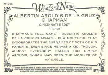 2012 Topps Allen & Ginter - What's in a Name? #WIN56 Aroldis Chapman Back