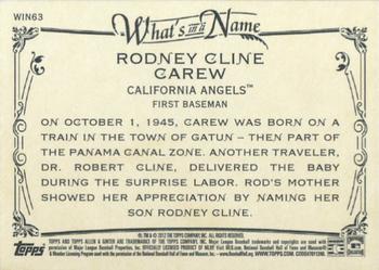 2012 Topps Allen & Ginter - What's in a Name? #WIN63 Rod Carew Back