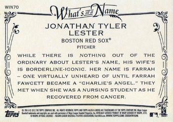 2012 Topps Allen & Ginter - What's in a Name? #WIN70 Jon Lester Back
