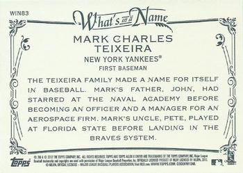 2012 Topps Allen & Ginter - What's in a Name? #WIN83 Mark Teixeira Back