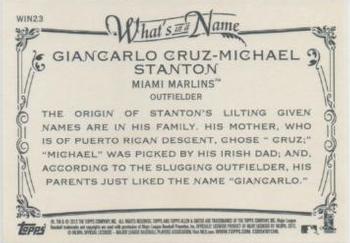 2012 Topps Allen & Ginter - What's in a Name? #WIN23 Mike Stanton Back