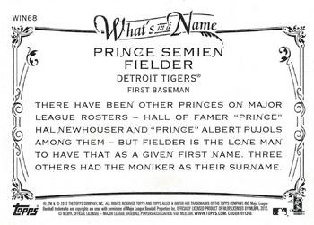 2012 Topps Allen & Ginter - What's in a Name? #WIN68 Prince Fielder Back