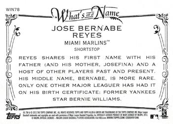 2012 Topps Allen & Ginter - What's in a Name? #WIN78 Jose Reyes Back