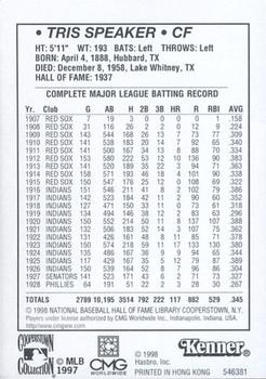 1998 Kenner Starting Lineup Cards Cooperstown Collection #NNO Tris Speaker Back