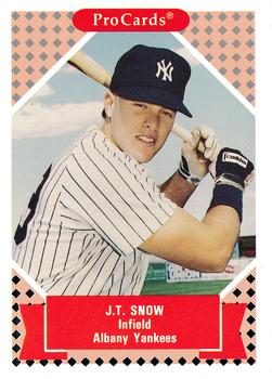 1991-92 ProCards Tomorrow's Heroes #114 J.T. Snow Front