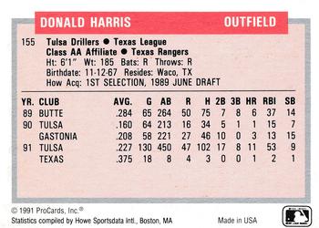 1991-92 ProCards Tomorrow's Heroes #155 Donald Harris Back