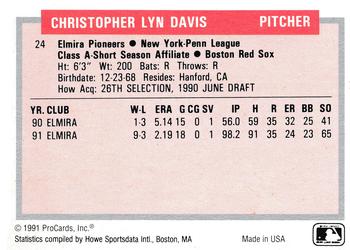 1991-92 ProCards Tomorrow's Heroes #24 Chris Davis Back