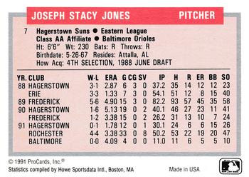 1991-92 ProCards Tomorrow's Heroes #7 Stacy Jones Back