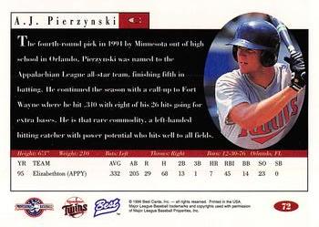 1996 Best #72 A.J. Pierzynski Back