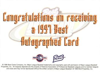1997 Best - Autographs Autograph Series #NNO Todd Landry Back