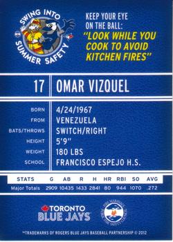 2012 Swing Into Summer Safety Toronto Blue Jays #NNO Omar Vizquel Back
