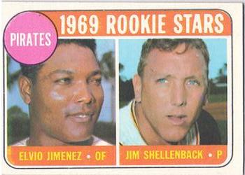 1969 Topps #567 Pirates 1969 Rookie Stars (Elvio Jimenez / Jim Shellenback) Front