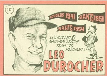 1969 Topps #147 Leo Durocher Back