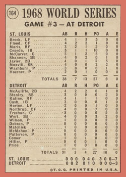 1969 Topps #164 World Series Game #3 - McCarver's Homer Puts St. Louis Ahead Back