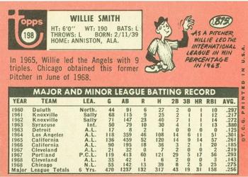 1969 Topps #198 Willie Smith Back