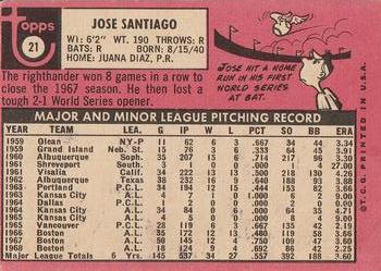 1969 Topps #21 Jose Santiago Back
