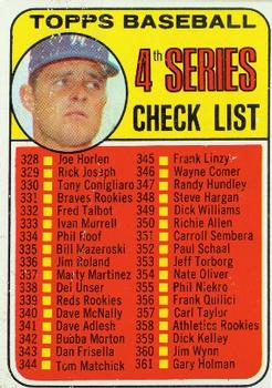 1969 Topps #314 4th Series Check List: 328-425 (Don Drysdale) Front