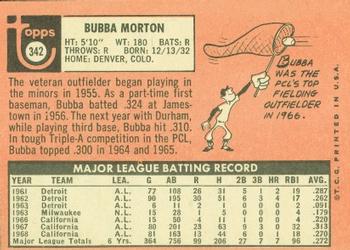 1969 Topps #342 Bubba Morton Back