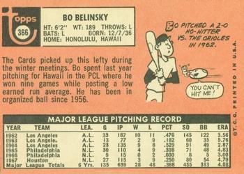 1969 Topps #366 Bo Belinsky Back