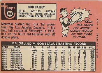 1969 Topps #399 Bob Bailey Back