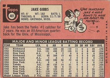 1969 Topps #401 Jake Gibbs Back
