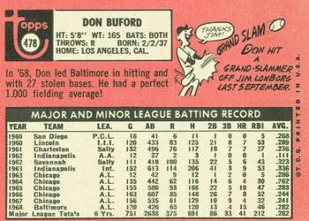 1969 Topps #478 Don Buford Back