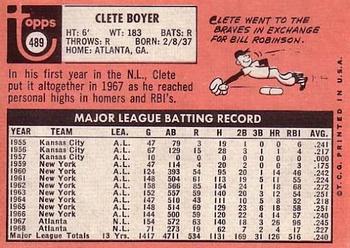 1969 Topps #489 Clete Boyer Back