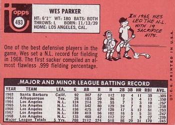 1969 Topps #493 Wes Parker Back