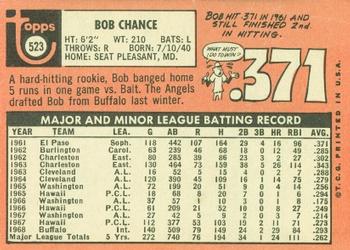 1969 Topps #523 Bob Chance Back