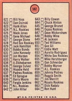 1969 Topps #582 7th Series Check List: 589-664 (Tony Oliva) Back
