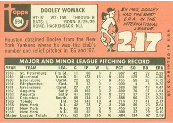 1969 Topps #594 Dooley Womack Back