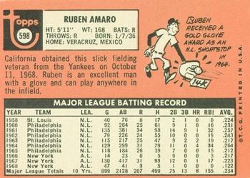 1969 Topps #598 Ruben Amaro Back