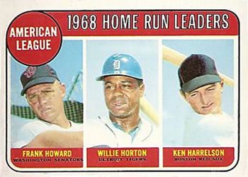1969 Topps #5 American League 1968 Home Run Leaders (Frank Howard / Willie Horton / Ken Harrelson) Front