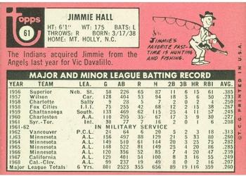 1969 Topps #61 Jimmie Hall Back