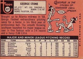 1969 Topps #627 George Stone Back