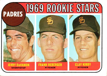 1969 Topps #637 Padres 1969 Rookie Stars (Jerry DaVanon / Frank Reberger / Clay Kirby) Front