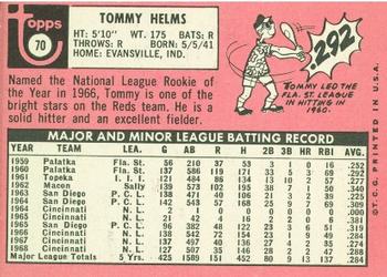 1969 Topps #70 Tommy Helms Back