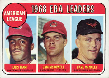 1969 Topps #7 American League 1968 ERA Leaders (Luis Tiant / Sam McDowell / Dave McNally) Front