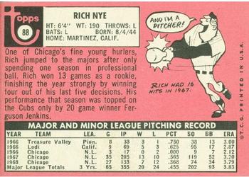 1969 Topps #88 Rich Nye Back