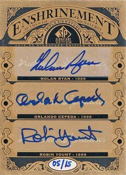 2012 SP Signature Edition - Enshrinement Signatures Triple #E3-99 Nolan Ryan / Orlando Cepeda / Robin Yount Front