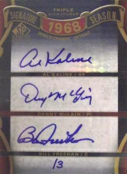 2012 SP Signature Edition - Signature Season Signatures Triple #SS3-68WS Bill Freehan / Al Kaline / Denny McLain Front