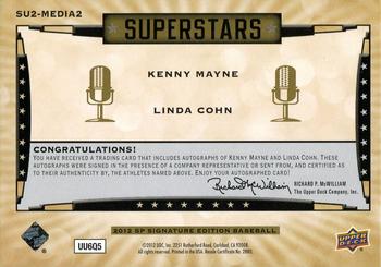 2012 SP Signature Edition - Superstars Signatures Dual #SU2-MEDIA2 Linda Cohn / Kenny Mayne Back