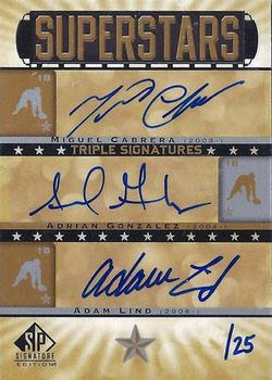 2012 SP Signature Edition - Superstars Signatures Triple #AL1B Miguel Cabrera / Adrian Gonzalez / Adam Lind Front