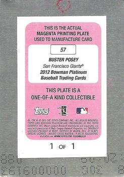 2012 Bowman Platinum - Printing Plates Magenta #57 Buster Posey Back