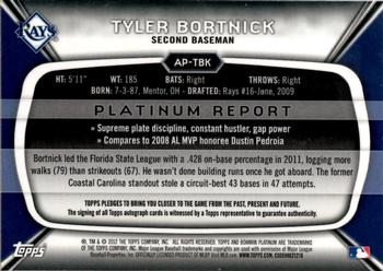 2012 Bowman Platinum - Prospect Autographs #AP-TBK Tyler Bortnick Back